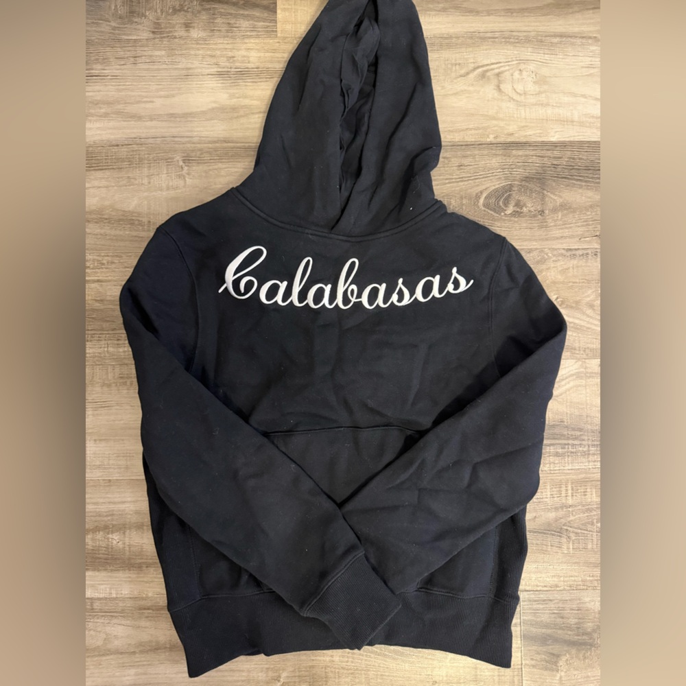 Kendall & Kylie Black Hoodie with White Embroidery